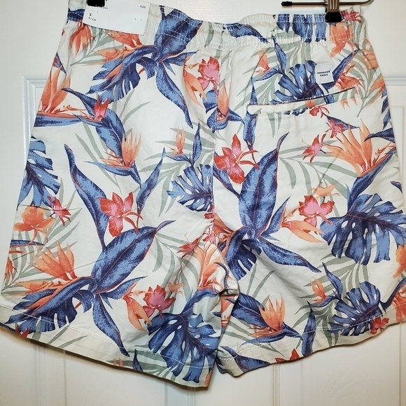 American Eagle Mens Floral Print Pull On Elastic Waist Drawstring Shorts Sz S - Picture 5 of 8